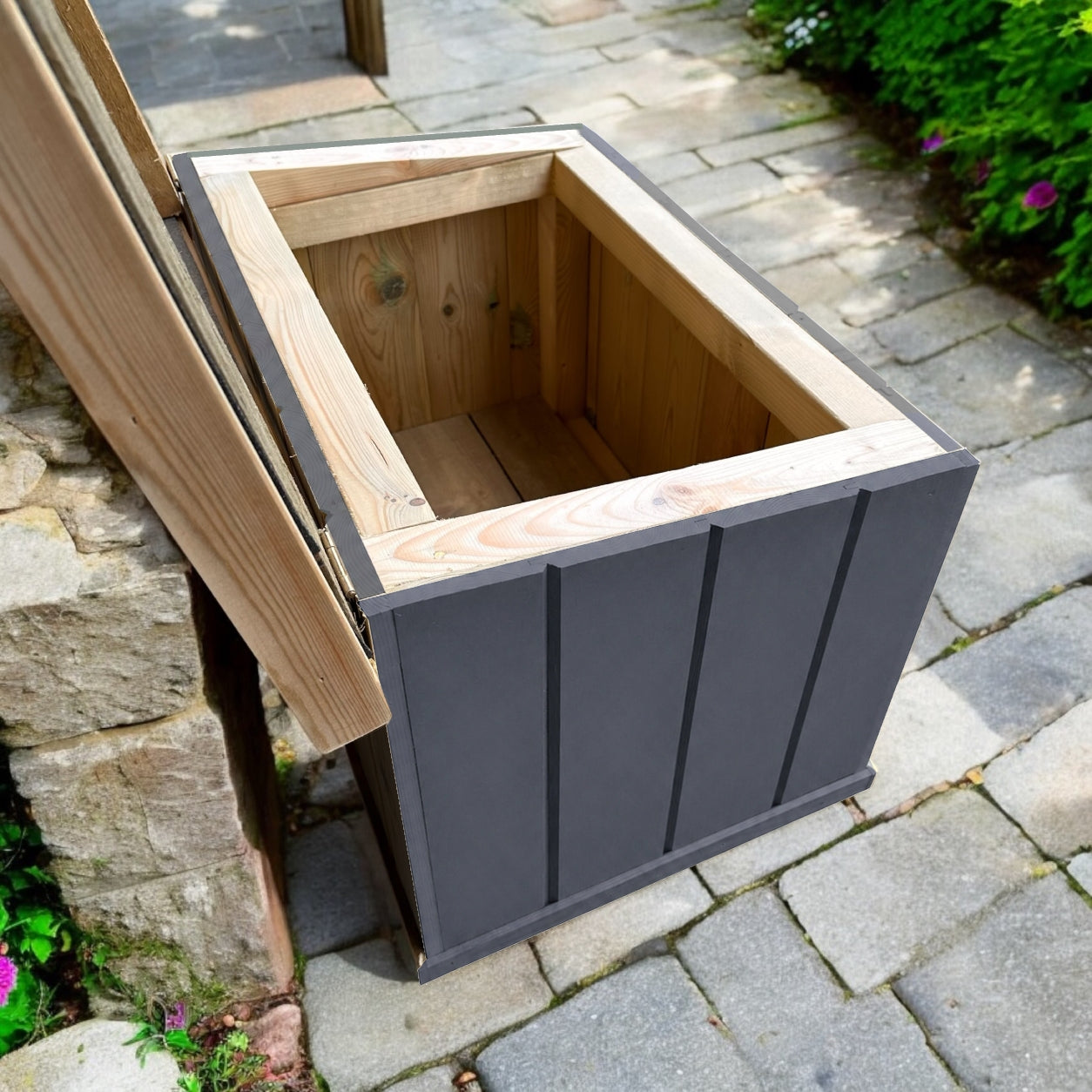 Wooden Artisan Outdoor Storage Chest - Urban Slate
