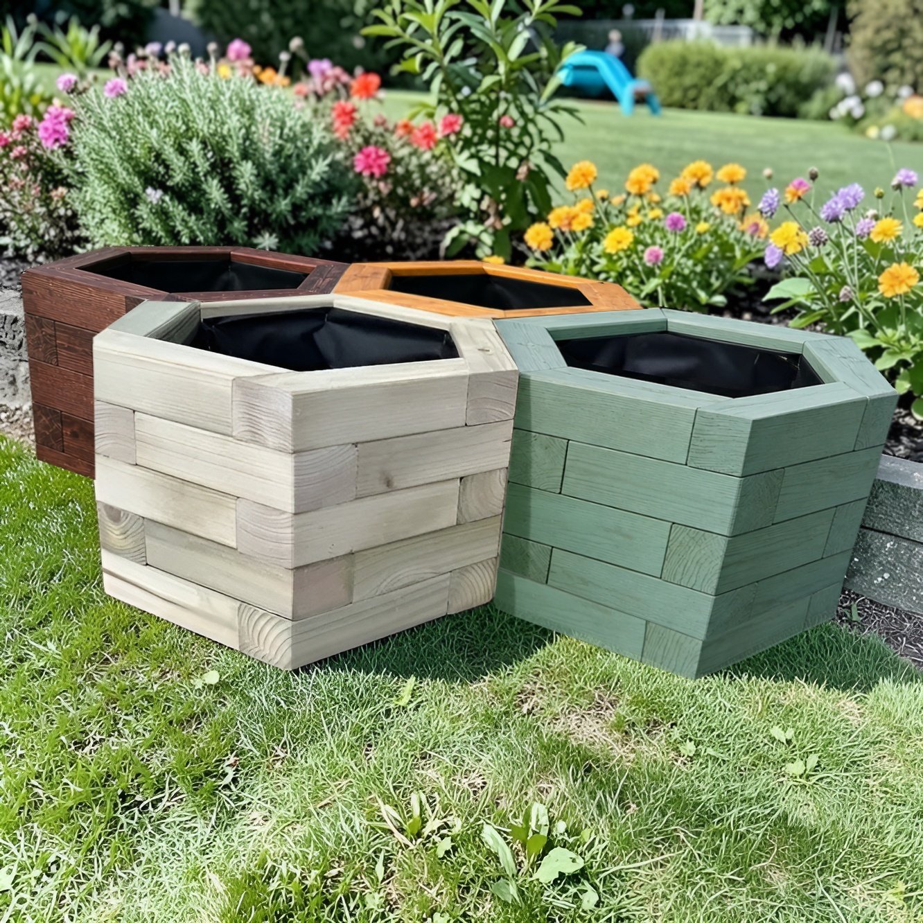 Honeycomb Hexagon Wooden Garden Planters