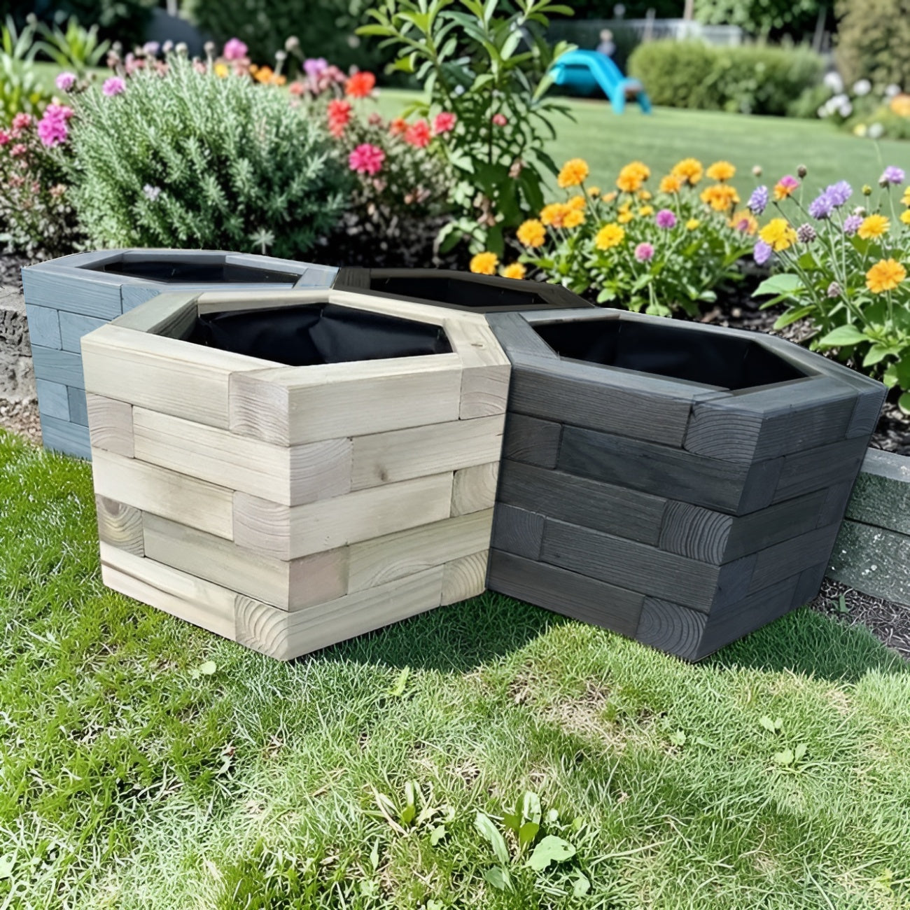 Honeycomb Hexagon Wooden Garden Planters