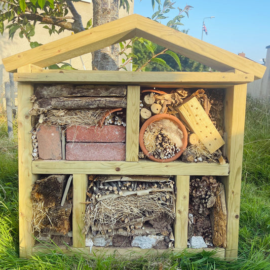 Large Handcrafted Wooden Bug Hotel Frame with Overhang